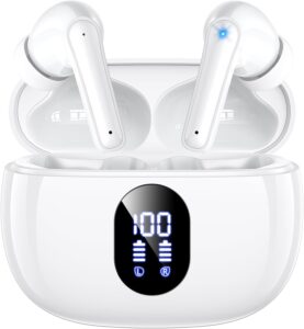 Wireless Earbuds 2025, Big Bass Stereo Sound, Lightweight Bluetooth Earbuds, 48H Playtime, In-Ear Fit, IPX7, AI Hands-Free Calls for iPhone Android Pad