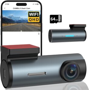Dash Cam Front FHD 1080P, Mini Dash Camera, 64GB Card, Car Dash Cam, Built-in WiFi, Night Vision, Loop Recording, 150° Wide Angle, 360° Rotation