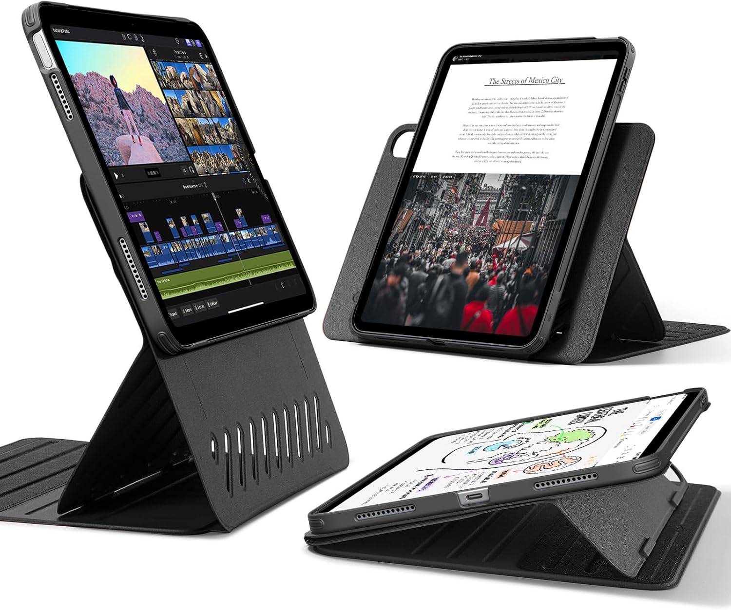 ESR for iPad A16 Case, iPad 11th/10th Gen (2025/2022), Magnetic Cover, Adjustable Stand, 9 Angles, Black