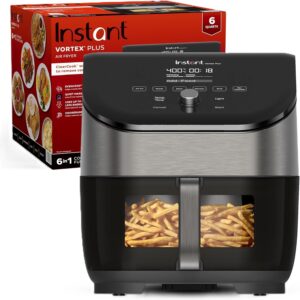 Instant Vortex Plus 6QT Air Fryer, 6-in-1, 100+ Recipes, 1700W, Black