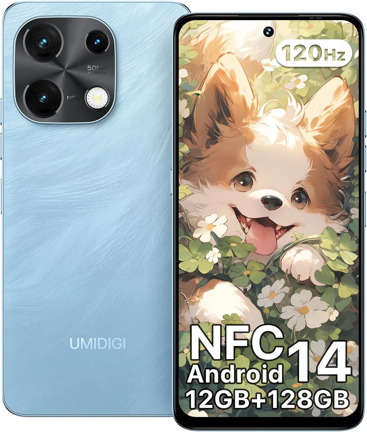 UMIDIGI Note 100 Unlocked Android Phone, 12GB+128GB, 6.8" HD+ 120Hz, 50MP, 5000mAh