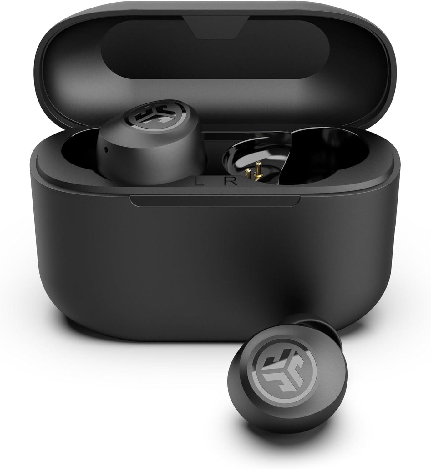 JLab Go Pop+ Wireless Earbuds – Black, App, Dual Connect, IPX4, Bluetooth 5, 3 EQ