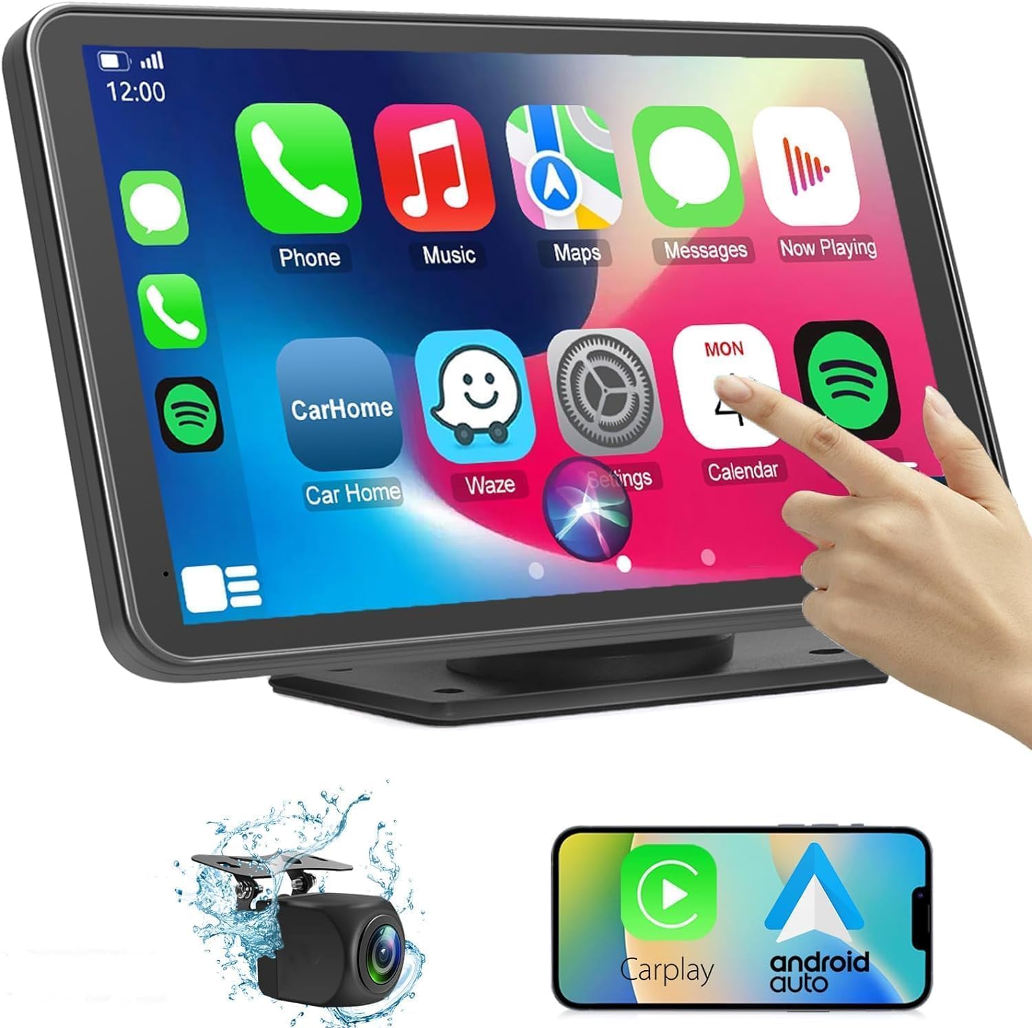 Wireless Car Stereo Apple CarPlay Android Auto 7" HD Bluetooth Touch Screen Backup Camera