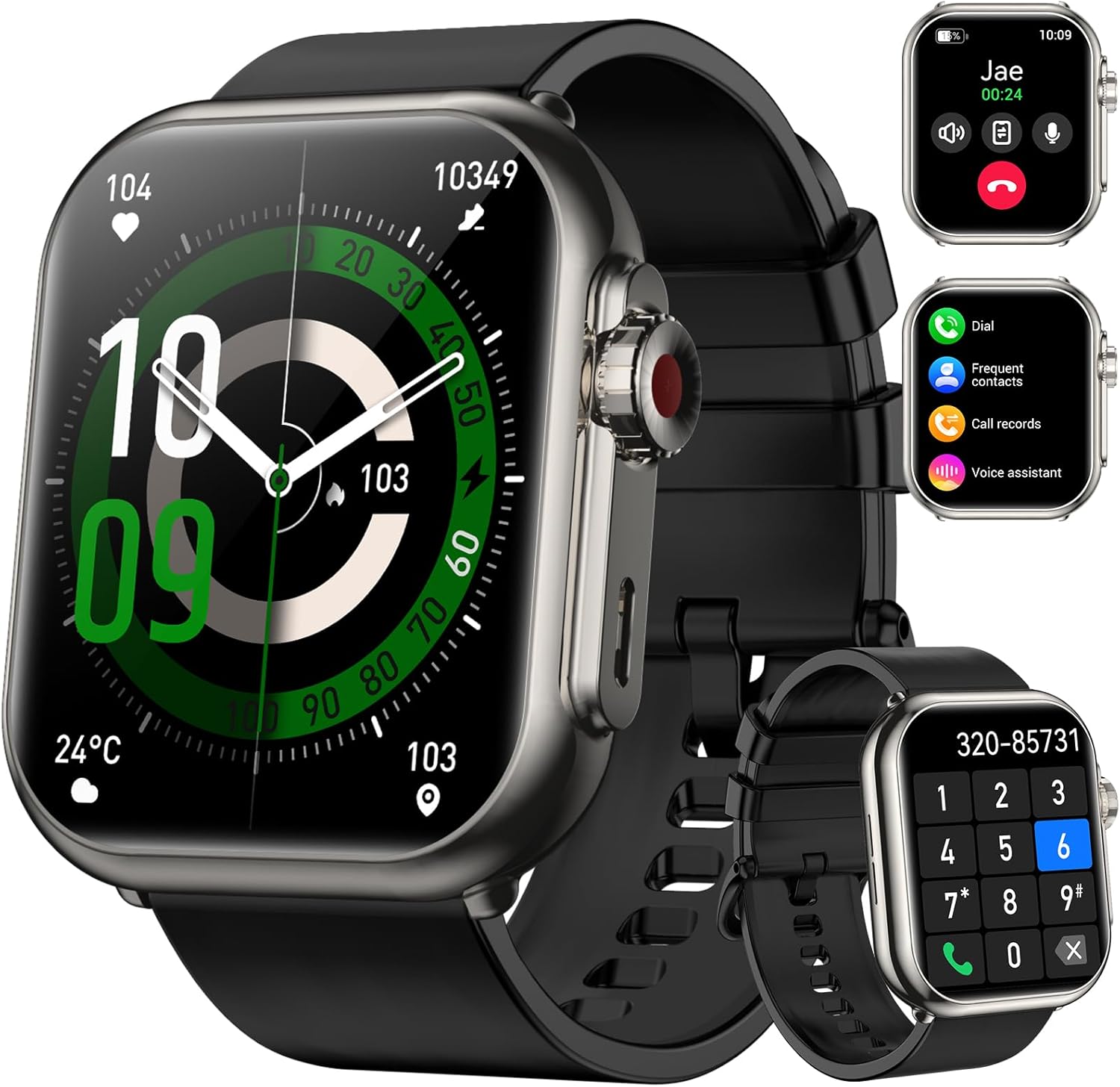Smart Watch for Men Women, 1.85" HD Fitness Tracker with Call, 1000mAh 100-Day Battery, 110+ Sports Modes, Heart Rate Sleep Monitor, IP68 Waterproof, iOS Android