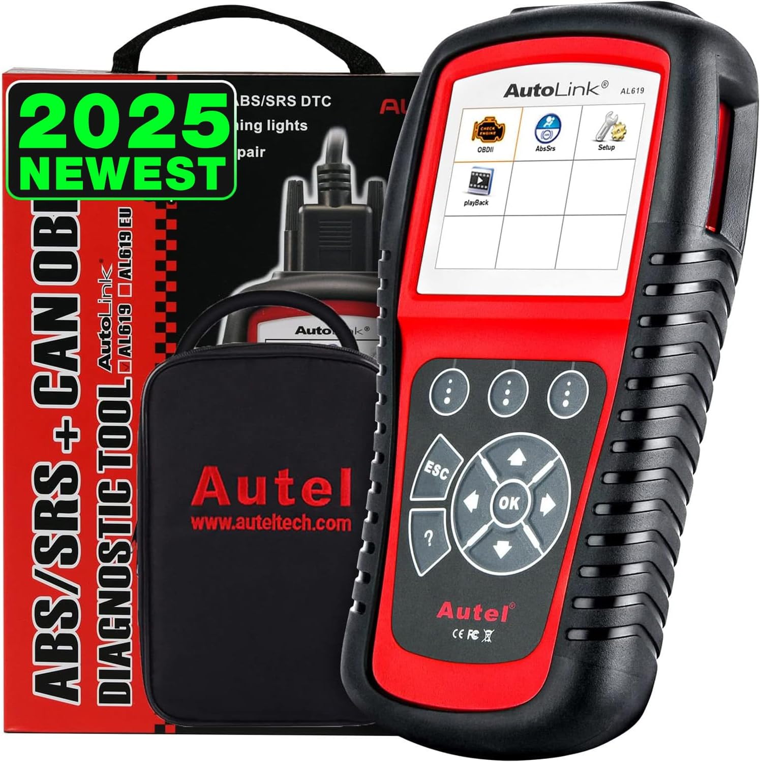 Autel AutoLink AL619 Scanner, 2025 ABS SRS Airbag Scan Tool, Upgrade of AL519 ML619, OBD2 Code Reader, Check Engine Light Reset