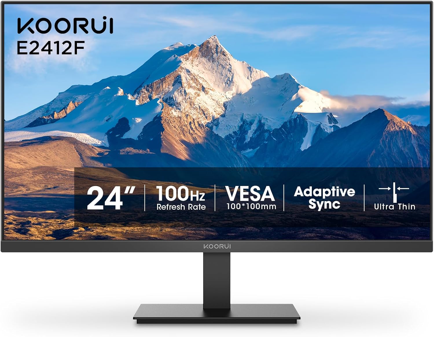 KOORUI 24-inch FHD 1080p 100Hz VA Monitor, 3000:1, HDMI/VGA, FreeSync