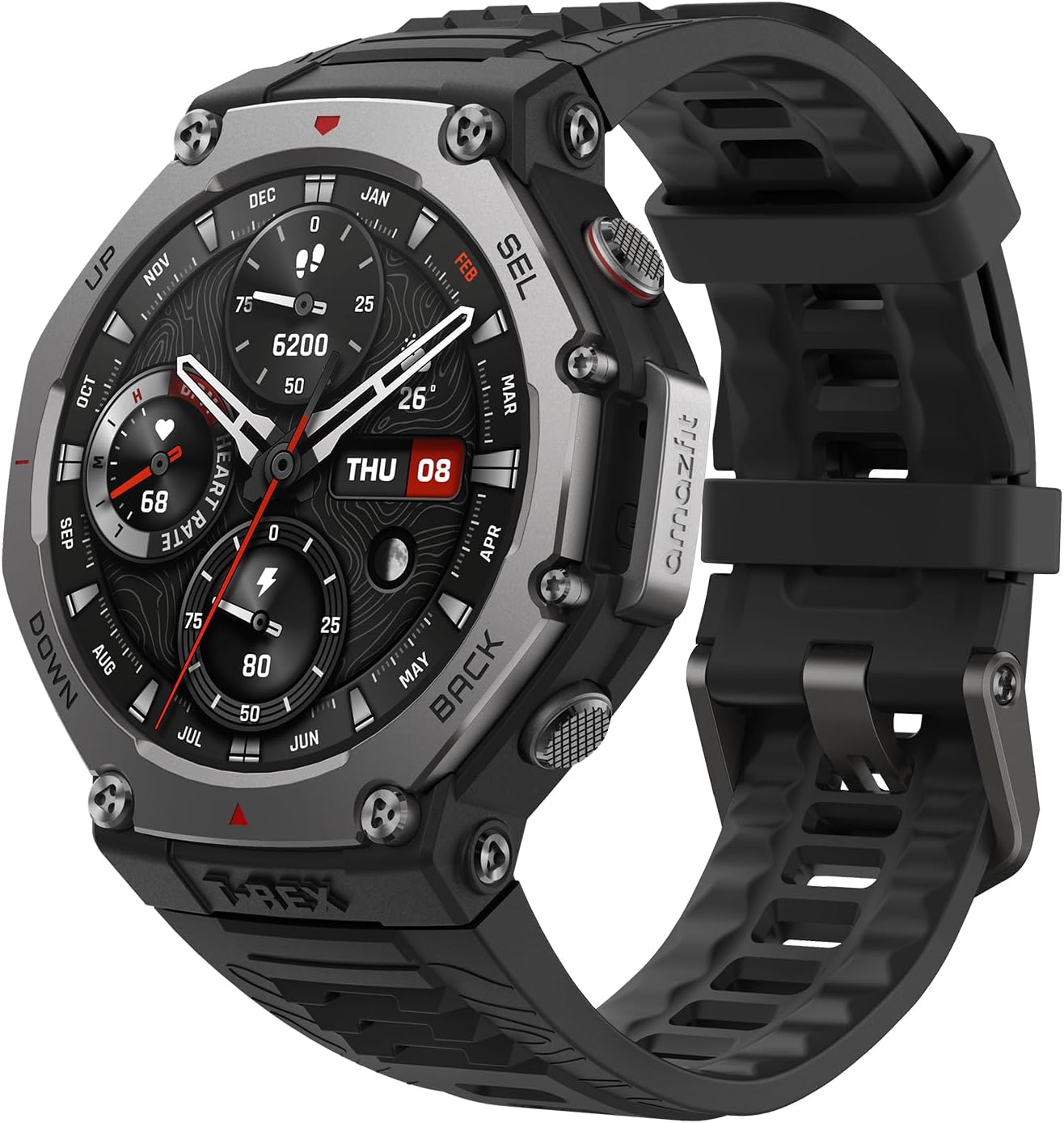 Amazfit T-Rex 3 Military Smart Watch 48mm, GPS, AI, Voice Control, Offline Maps, Android/iPhone, 170 Sports Modes, 328ft Waterproof, Black