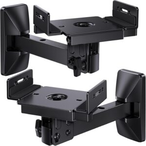 Pipishell Speaker Wall Mounts, Dual Side Clamping Bookshelf Bracket, 50 lbs, 1 Pair
