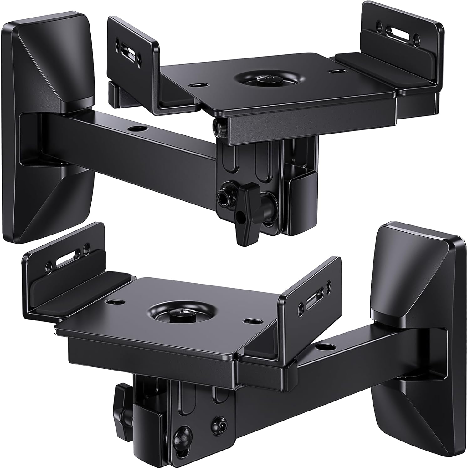 Pipishell Speaker Wall Mounts, Dual Side Clamping Bookshelf Bracket, 50 lbs, 1 Pair