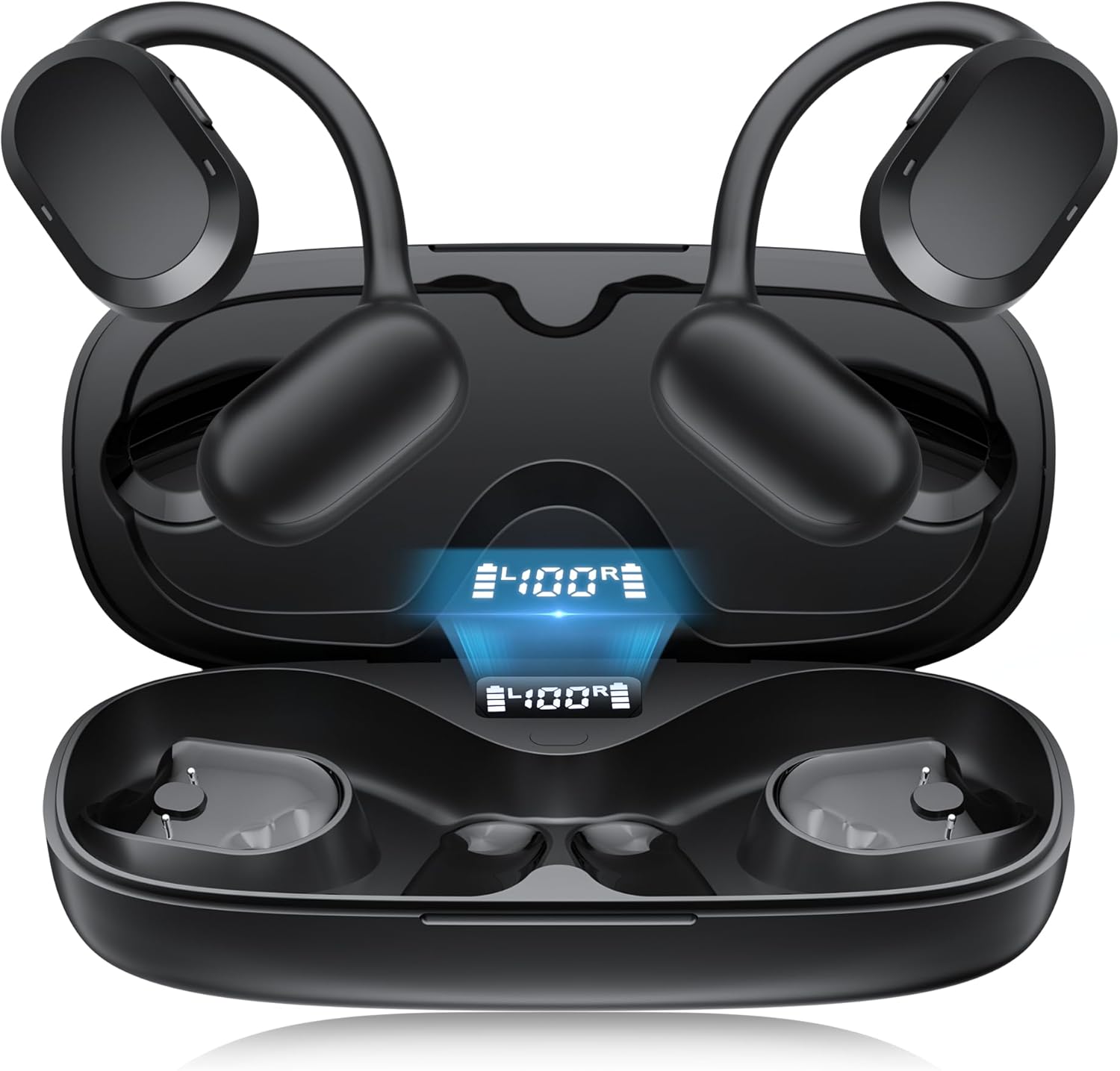 Open Ear Headphones, Open Ear Earbuds, IPX7 Waterproof, Bluetooth 5.3 Wireless Sports Earbuds, Earhooks, Built-in Mic, Clear Calls for Running Cycling Driving