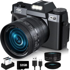 VJIANGER 4K 56MP Digital Camera for Photography & Vlogging with WiFi, Flip Screen