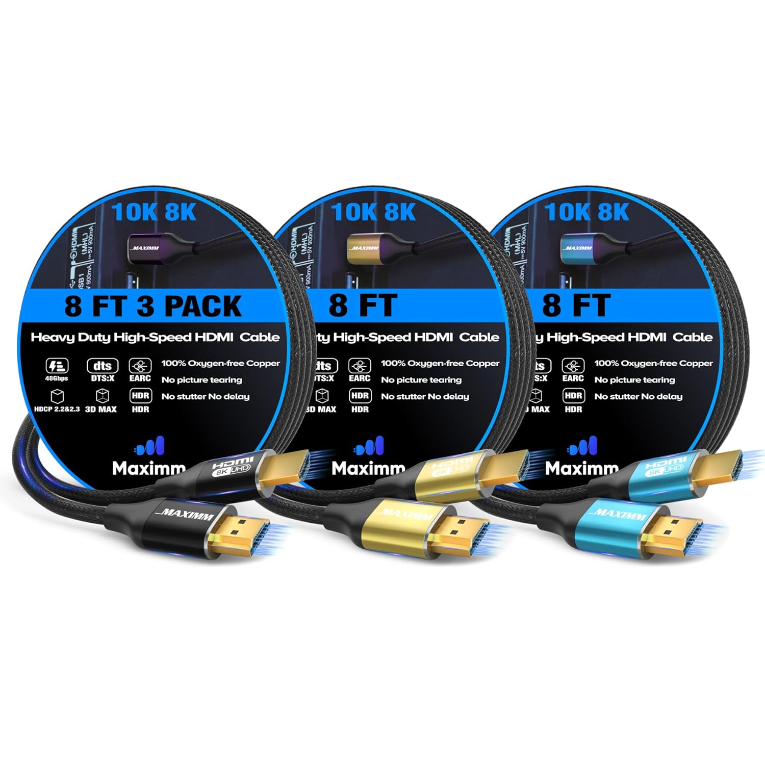8K HDMI Cable 2.1, 48Gbps, 8K@60Hz, 4K@120Hz, Ultra High-Speed, UL-Listed