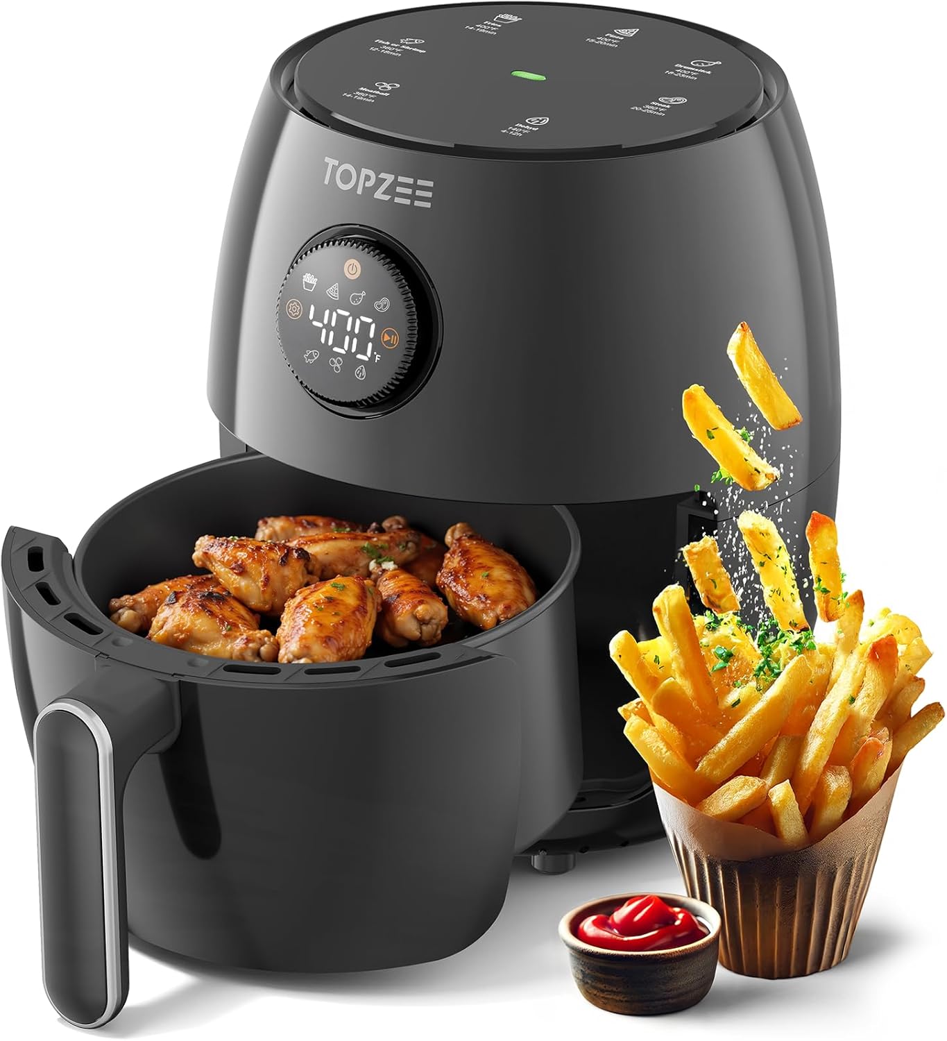 2.1Qt Small Air Fryer - Compact Digital Mini Airfryer, 7-in-1 Presets, 98% Less Oil