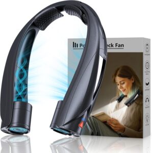 Portable Neck Fan with LED Light, 6-20H Battery, 6-Speed, USB-C, Quiet Cooling