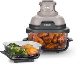 Ninja Crispi Air Fryer, Microwave, Freezer & Dishwasher Safe, Non Toxic Glass Cooking System, 4QT & 6 Cup Containers with Lids, FN101ST