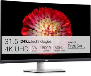 Dell S3221QS 32" Curved 4K UHD VA Monitor, 60Hz, AMD FreeSync, Built-in Speakers