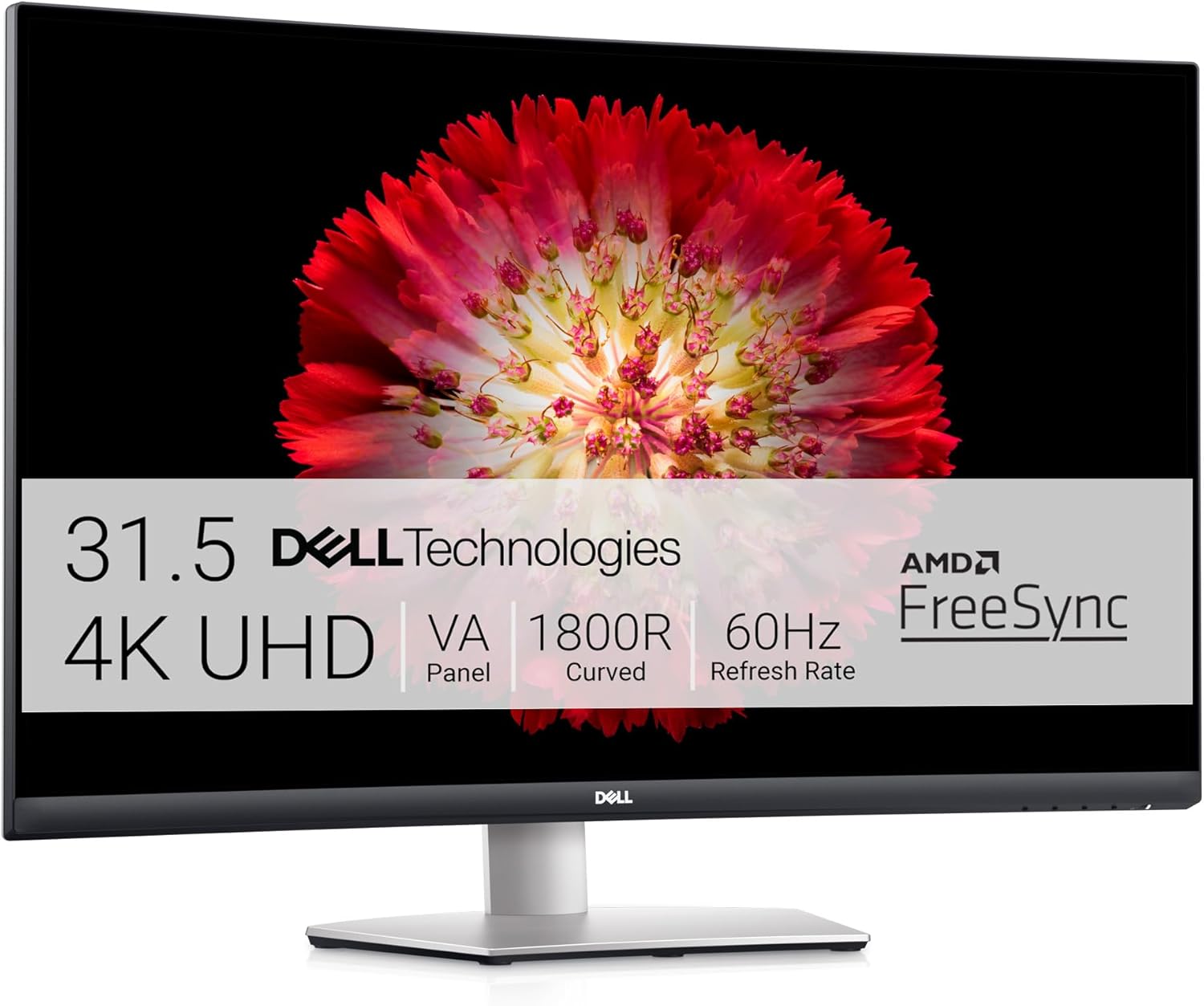 Dell S3221QS 32" Curved 4K UHD VA Monitor, 60Hz, AMD FreeSync, Built-in Speakers