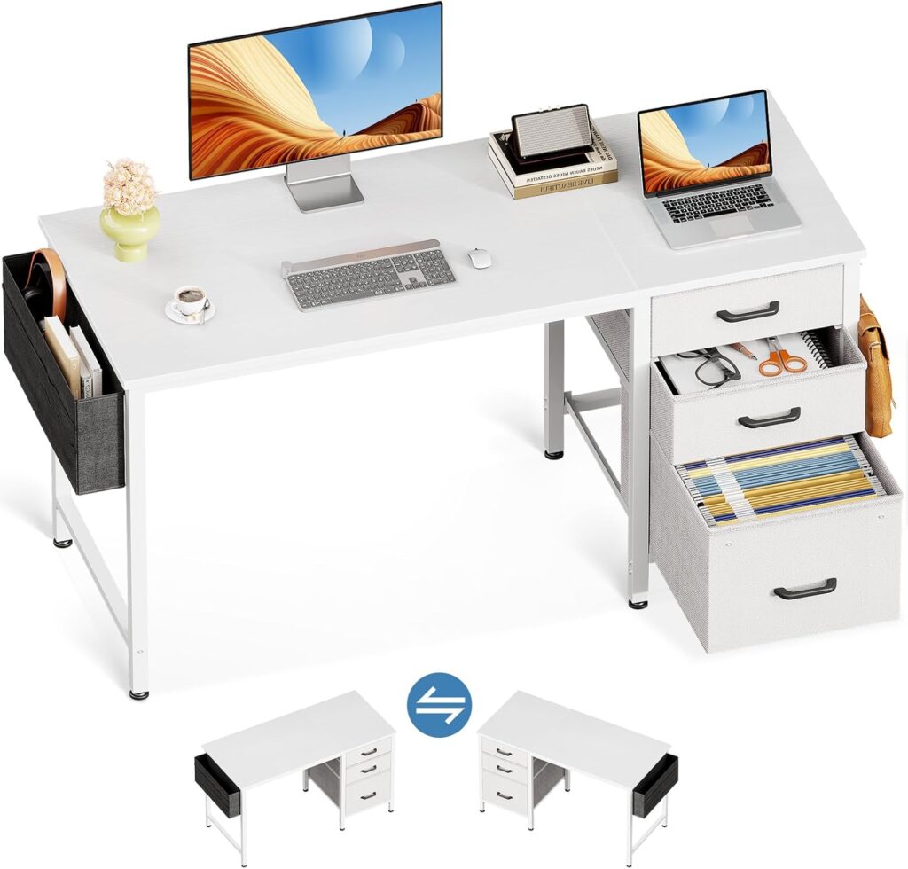 Casaottima 40" Small Computer Home Office Desk for Bedroom, White