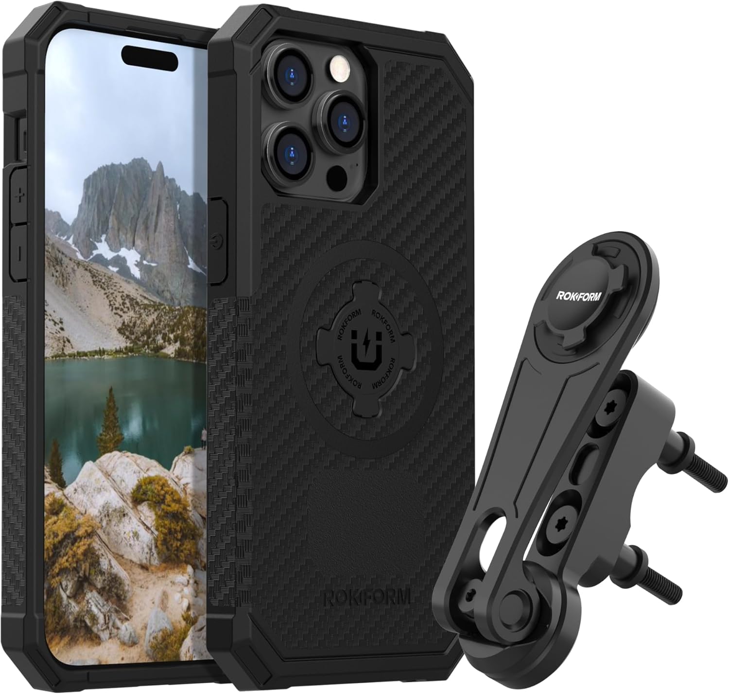 Rokform iPhone 14 Pro Max Rugged Case & Motorcycle Mount (Black)