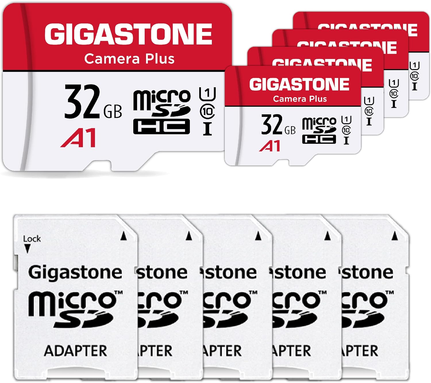 GIGASTONE 32GB Micro SD Card 5-Pack, MicroSDHC UHS-I U1 A1 Class 10