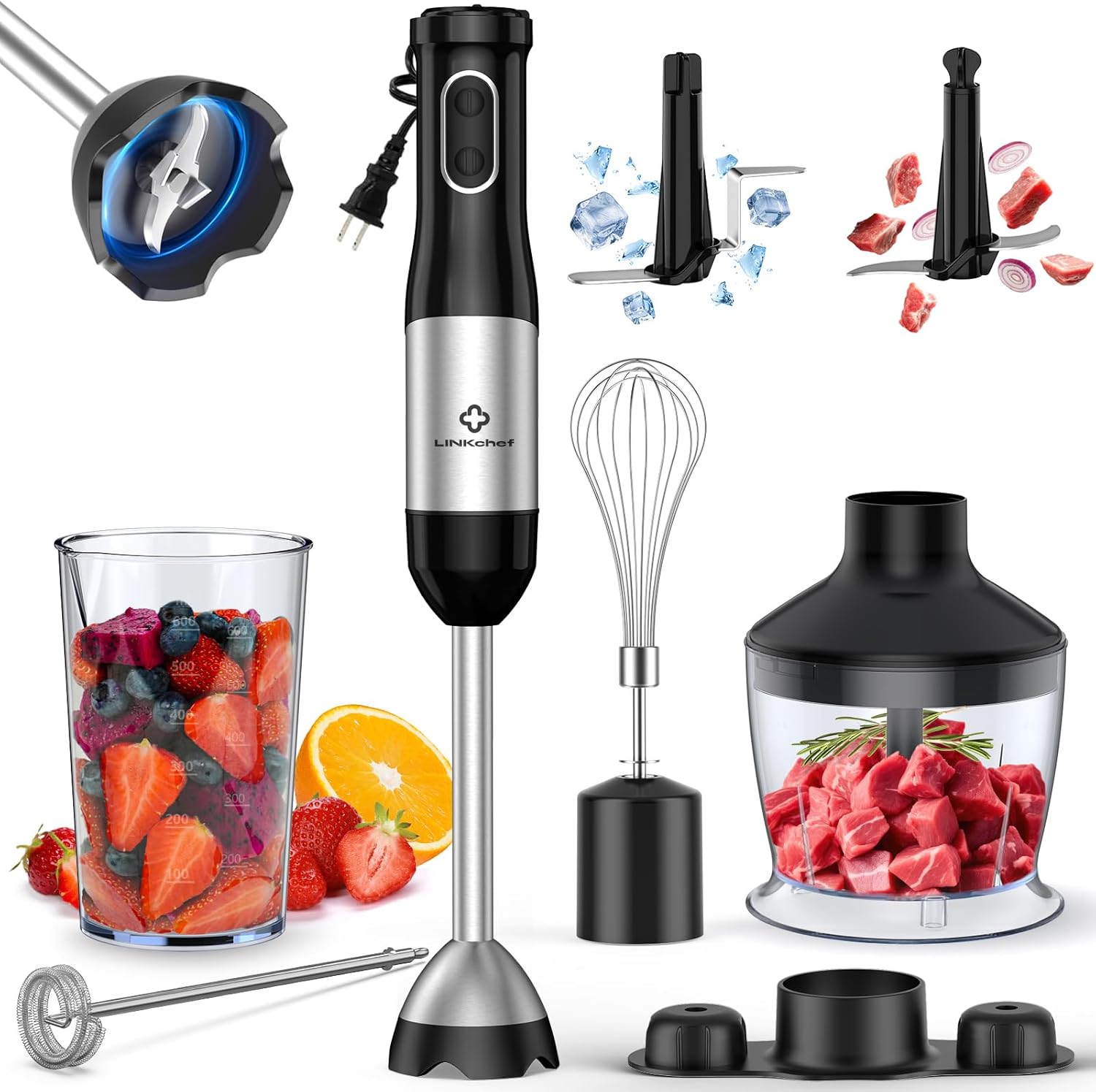 Chef 7 in 1 Immersion Blender Handheld, 800W Hand Blender Set