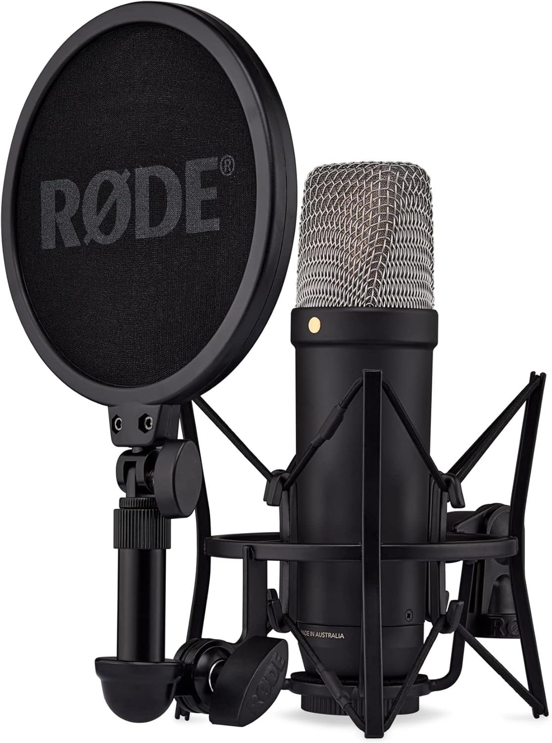 RDE NT1 5th Gen Studio Condenser Mic with XLR/USB, Shock Mount, Pop Filter (Black)