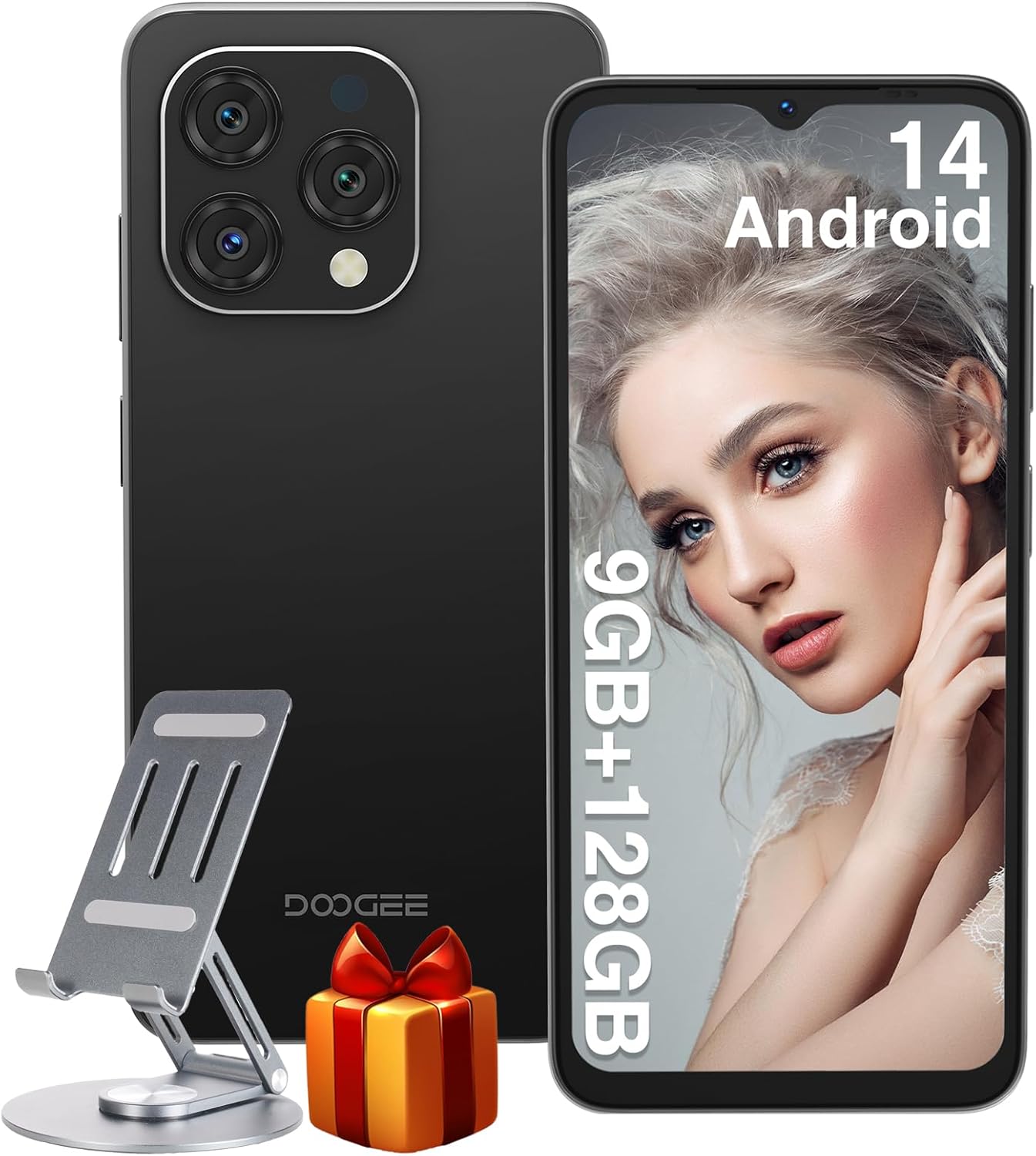 DOOGEE N55 Unlocked Phone, 9GB+128GB/1TB, 6.56" HD, Android 14, 5150mAh
