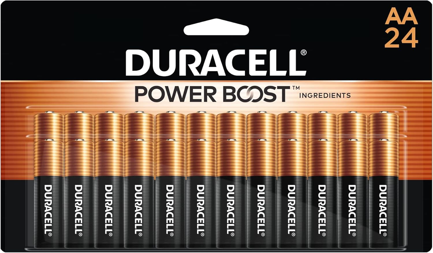 Duracell Coppertop AA Batteries 24 Pack, Alkaline Double A Battery