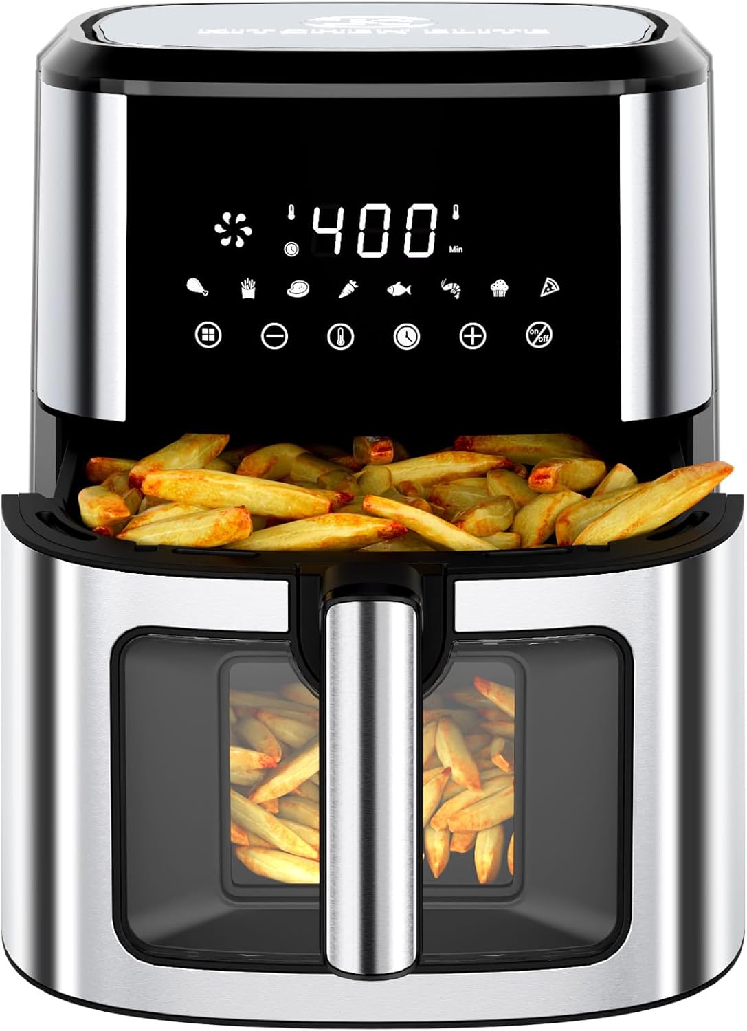 Air Fryer Stainless Steel XL 8.5QT, 8-in-1 Digital, 400F, Nonstick, Dishwasher-Safe