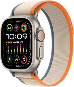 Apple Watch Ultra 2 [GPS + Cellular, 49mm] - Titanium, Orange/Beige Trail Loop (Renewed Premium)