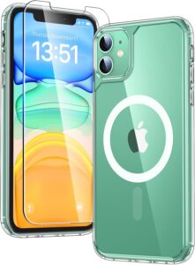 TAURI for iPhone 11 Clear Case [Magsafe], 2X HD Protector, Military Drop Protection