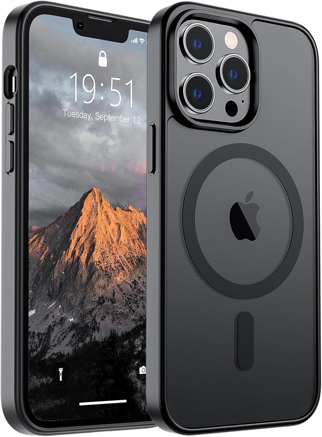 SUPFINE Magnetic for iPhone 13 Pro Max Case (Compatible with MagSafe) (Military Grade Drop Protection) Slim Translucent Matte Shockproof with Anti-Fingerprint Phone Case,Black
