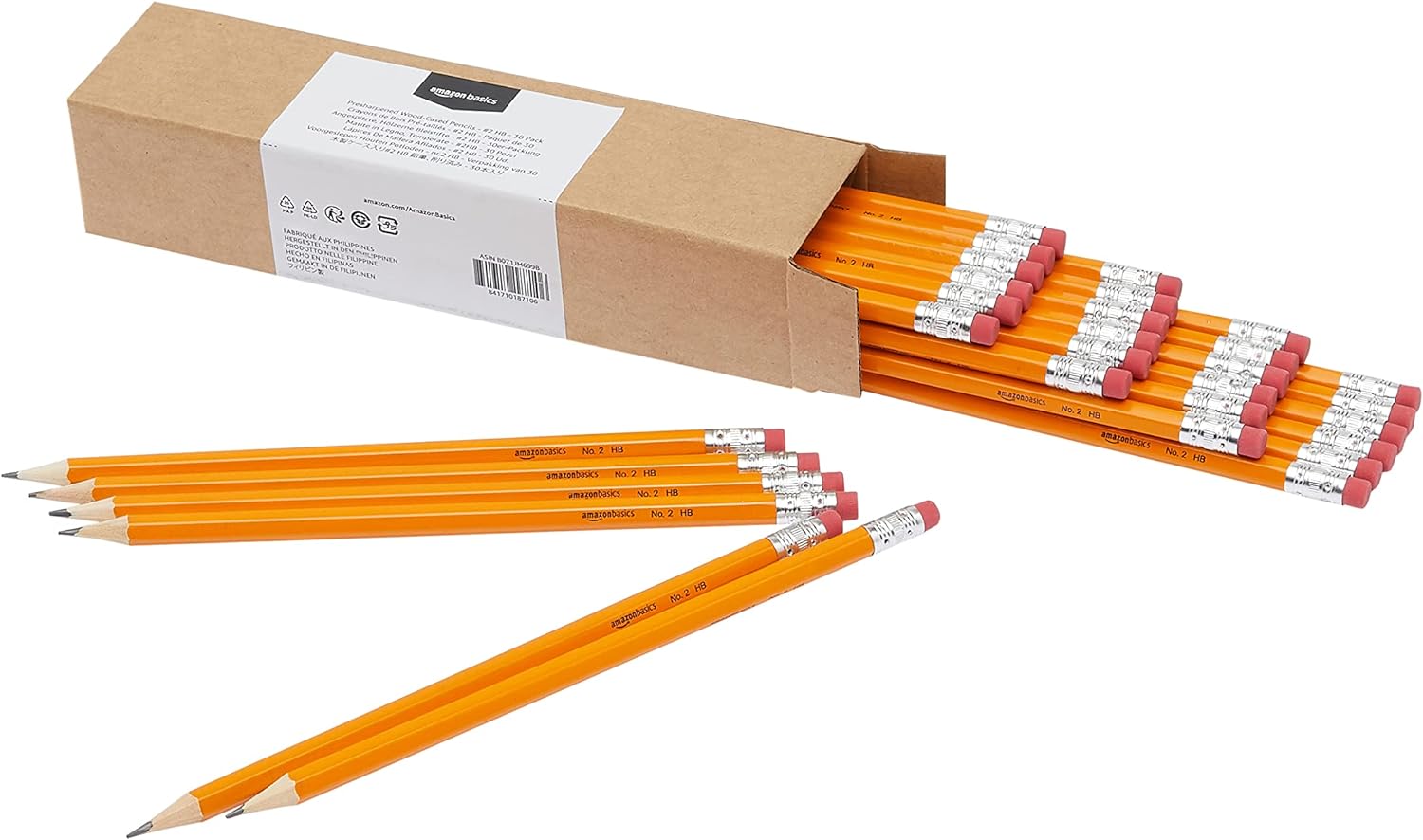 Amazon Basics Woodcased #2 Pencils, Pre-sharpened, 30-Pack, Orange
