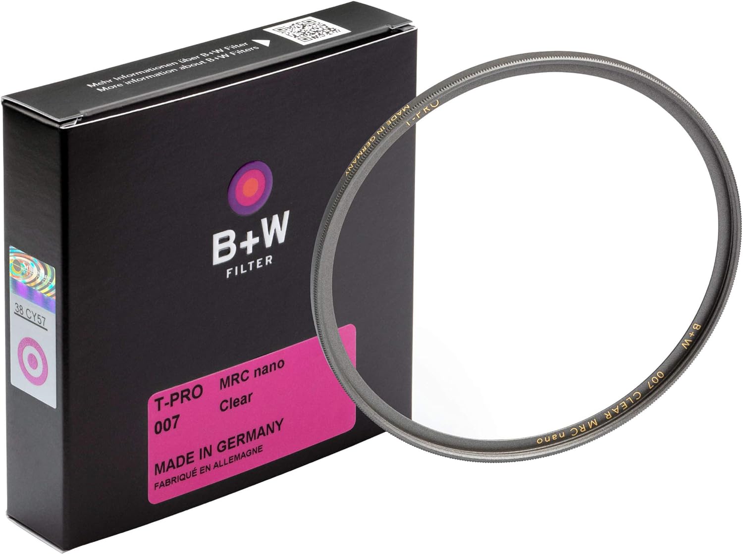 B + W Clear Protection Filter for Camera Lens  Ultra Slim Titan Mount (T-PRO), 007, HTC, 16 Layers Multi-Resistant and Nano Coating, Photography Filter, 72 mm