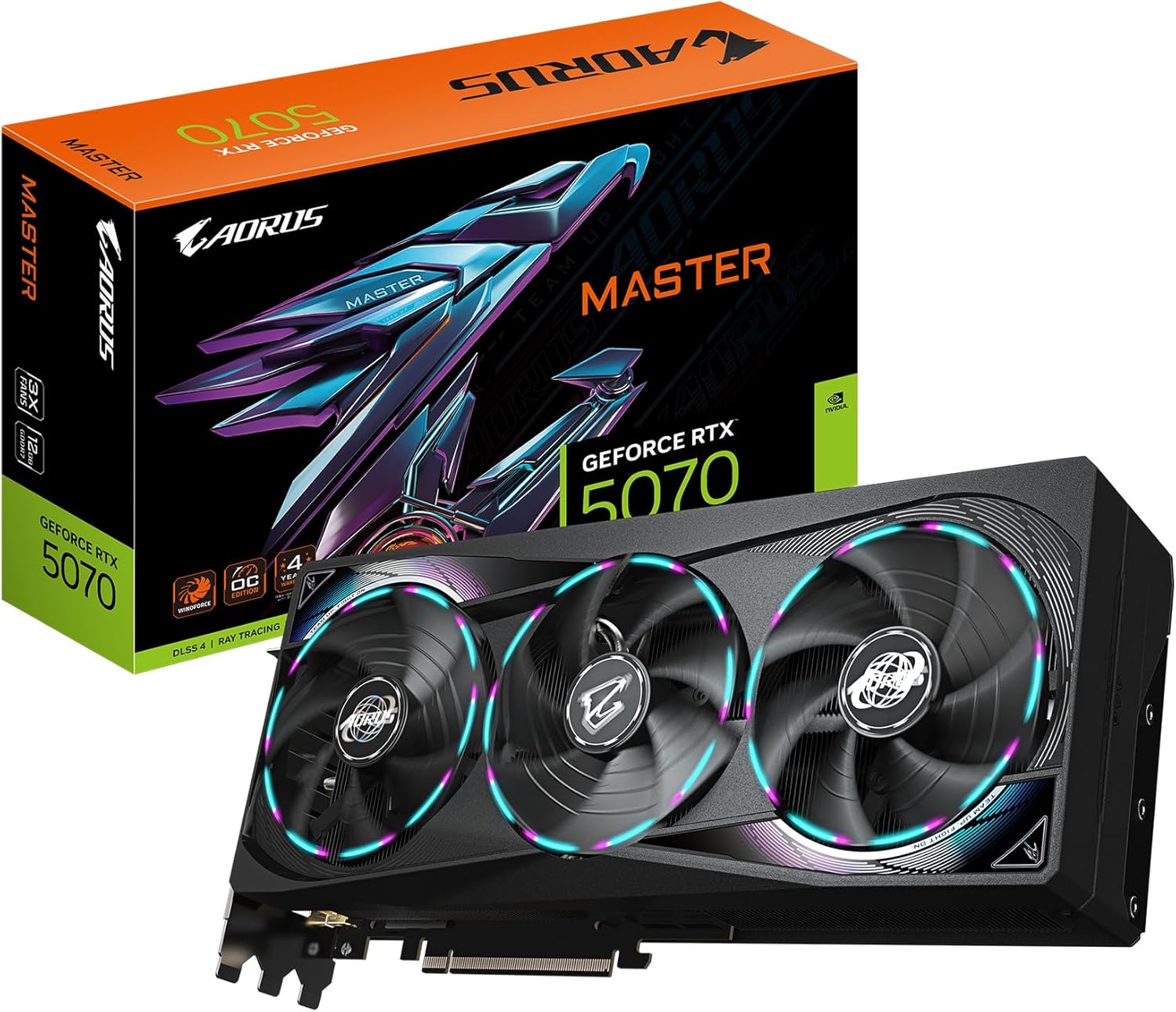 GIGABYTE AORUS GeForce RTX 5070 Master 12G, 12GB GDDR7, PCIe 5.0, WINDFORCE Cooling