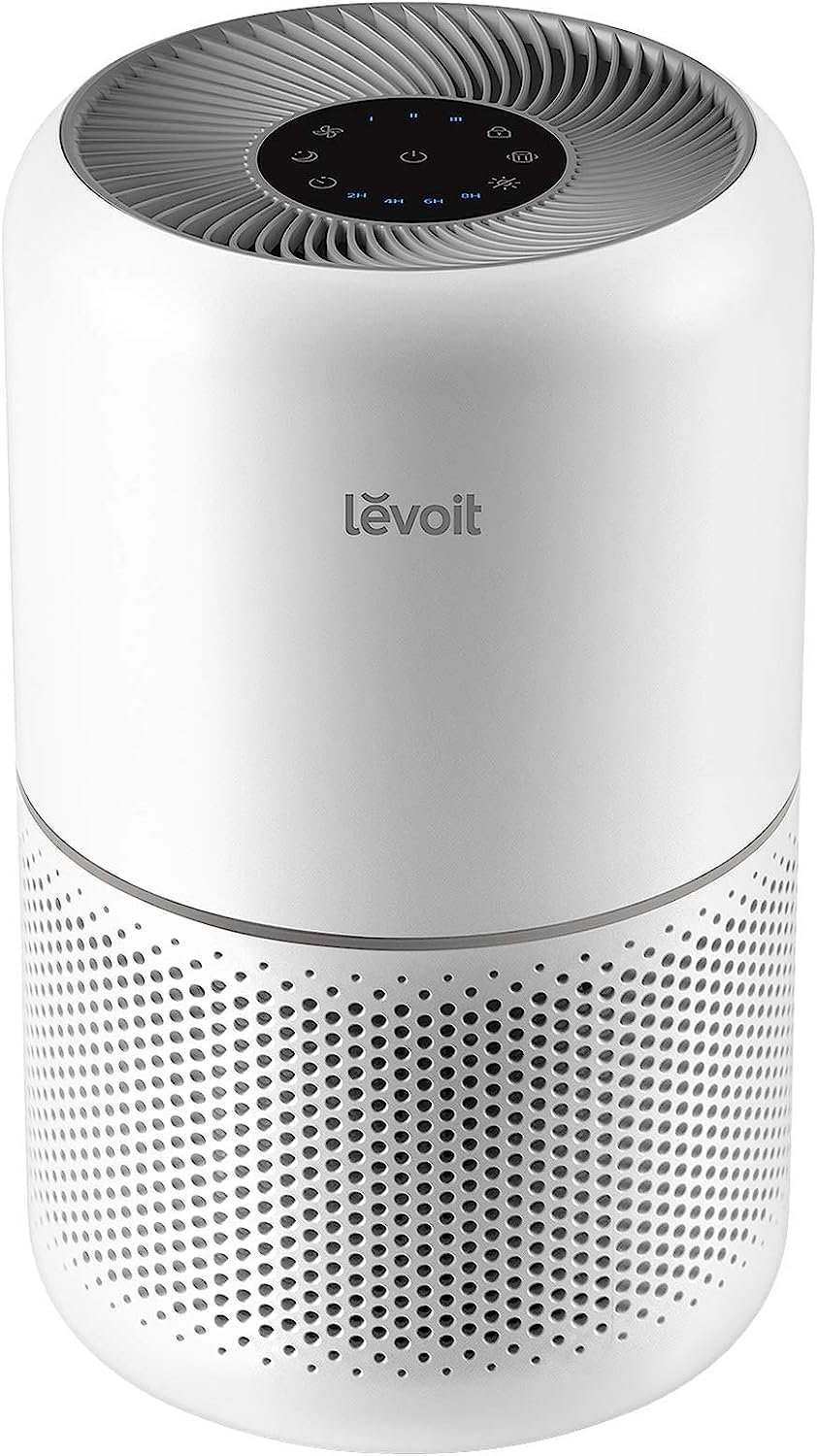 LEVOIT Air Purifier for Home Allergies Pets Hair in Bedroom, Covers Up to 1074 ft by 56W High Torque Motor, 3-in-1 Filter with HEPA Sleep Mode, Remove Dust Smoke Pollutants Odor, Core300-P, White