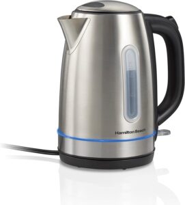 Hamilton Beach Electric Tea Kettle, 1.7L, 1500W, Cordless, Stainless Steel (41037)