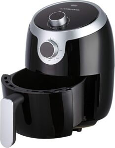 COSMO COS-23AFAKB 2.3QT Electric Air Fryer, 1000W, Non-Stick, Stainless Steel/Black