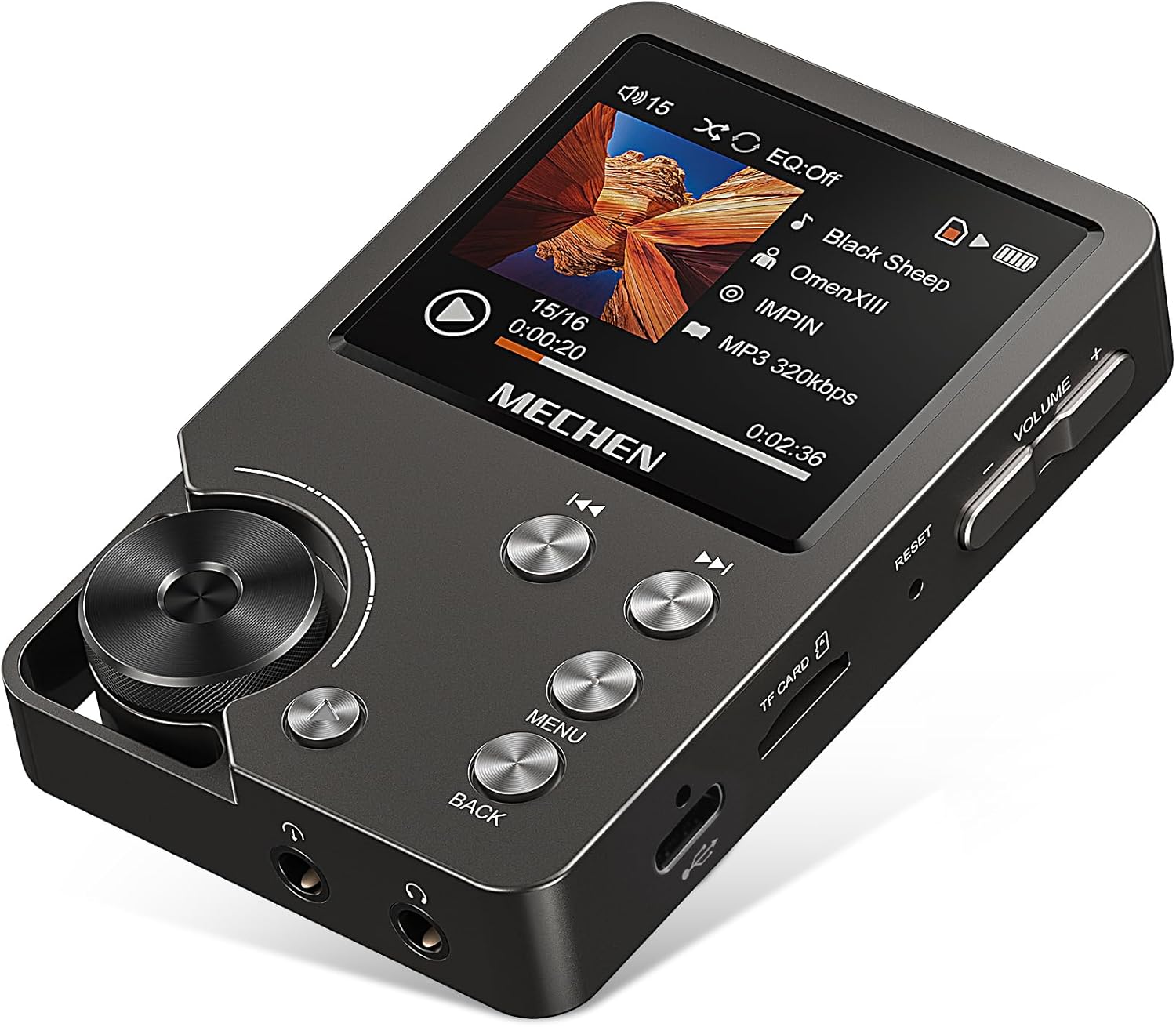 MECHEN M30 HiFi MP3 Player, Lossless DSD High Resolution Digital Audio Music Player, High-Res Portable Audio Player with 64GB Memory Card (Gray)