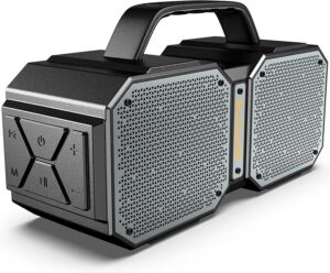 BUGANI Bluetooth Speaker, Shockproof, Bluetooth 5.3, Waterproof, 60W, Outdoor, Black (New Model)