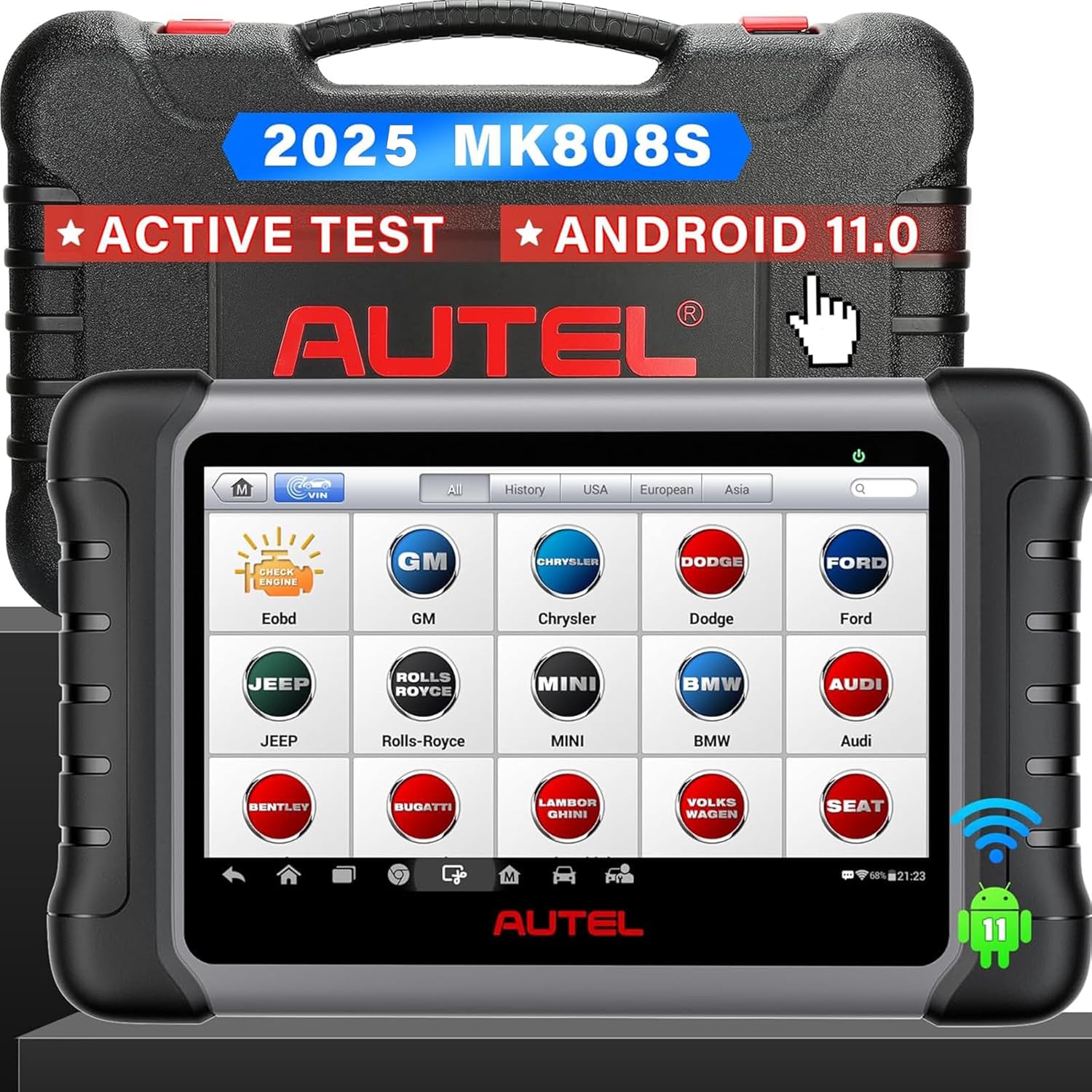 Autel Scanner MaxiCOM MK808S: 2025 Bidirectional Tool as MK808BT Pro MX808S M808Z, Function as MaxiCheck MX900, 28+ Service, Active Test, All System Diagnose, Injector Coding, FCA Autoauth Android 11