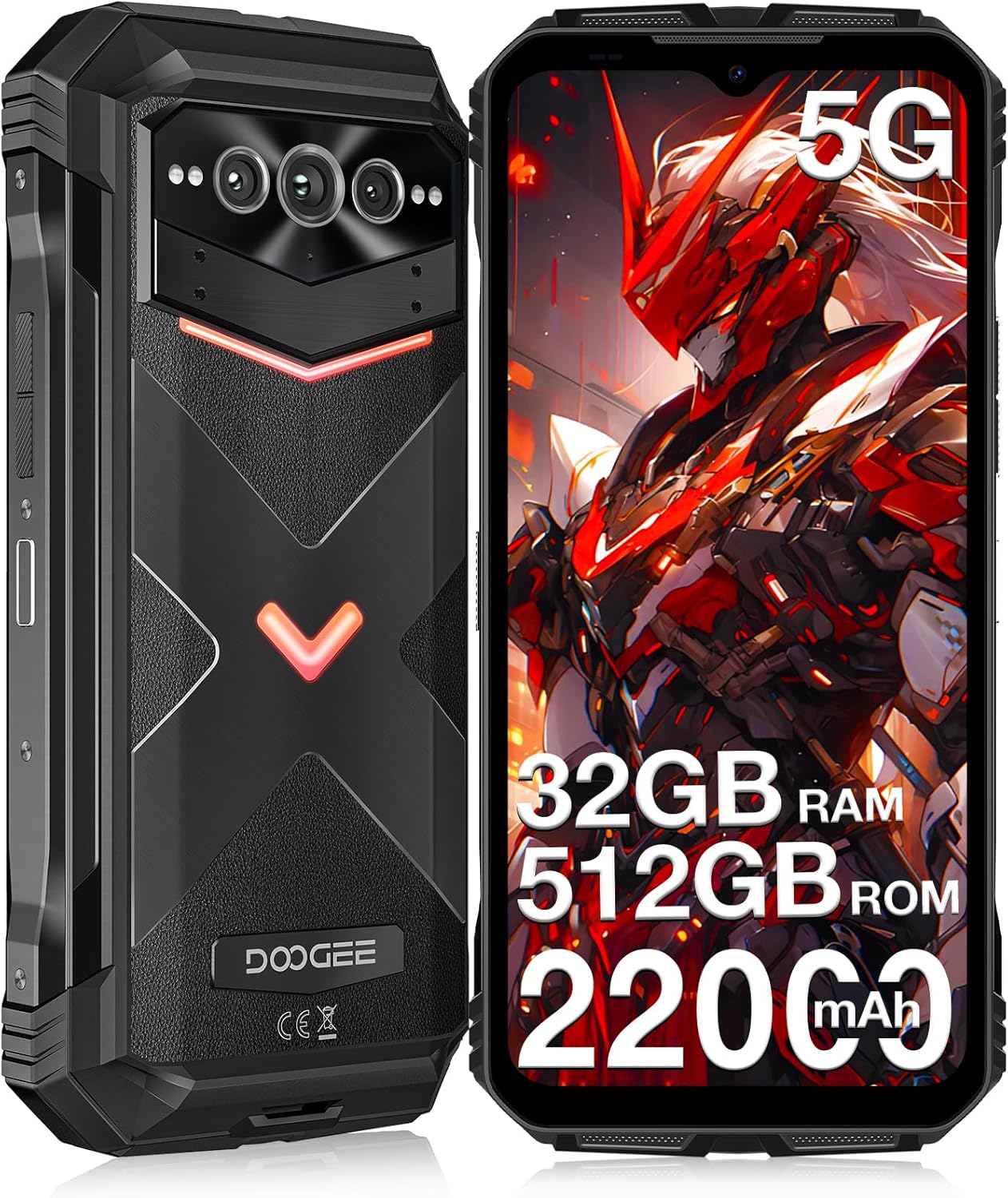 DOOGEE V MAX Pro (2025) 5G Rugged Phone, 22000mAh, 32GB+512GB/TF 2TB