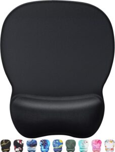 MROCO Ergonomic Mouse Pad with Gel Wrist Rest, Non-Slip PU Base, Black