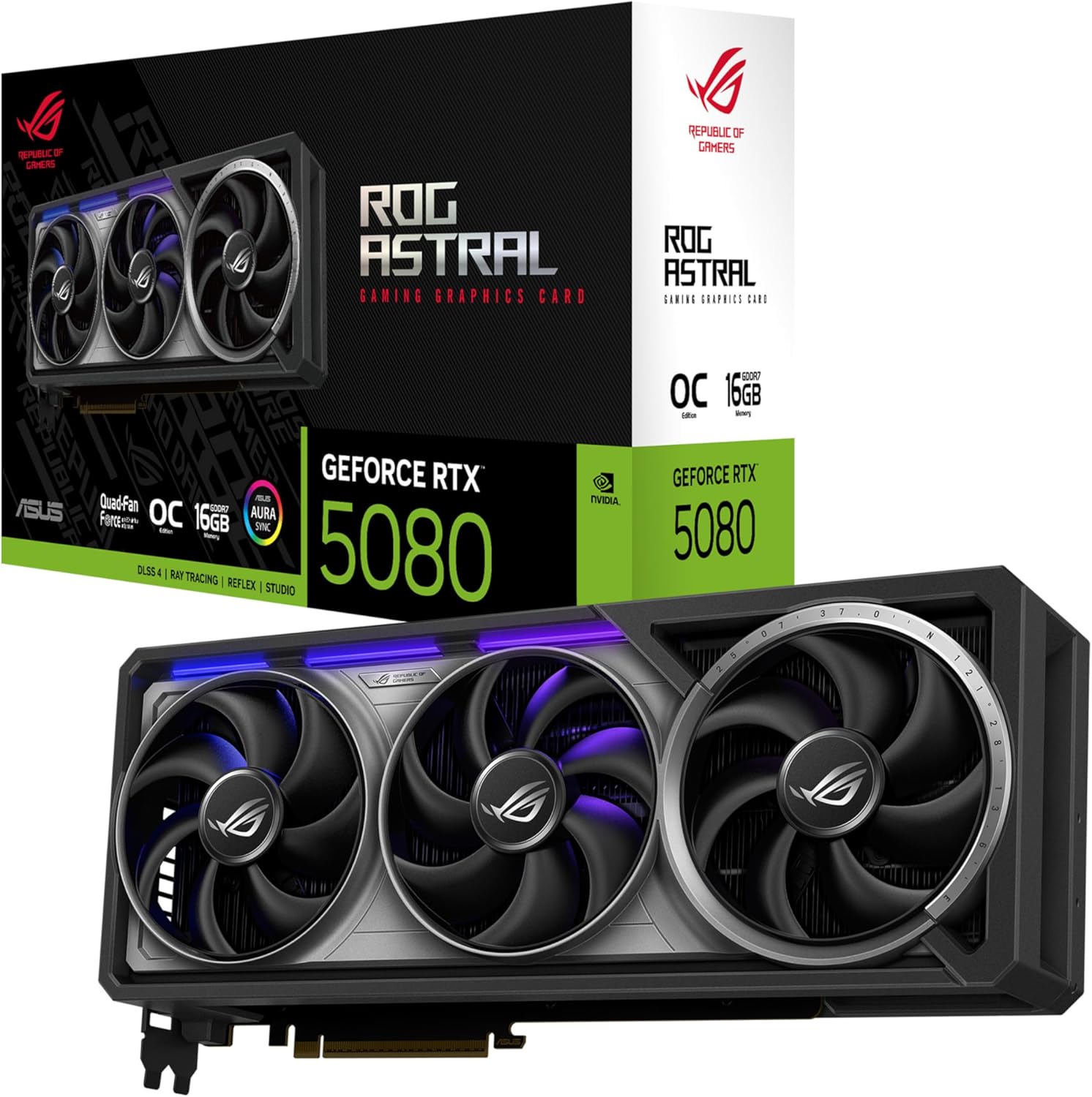 ASUS ROG Astral GeForce RTX 5080 OC Edition (PCIe 5.0, 16GB GDDR7, HDMI/DP 2.1)