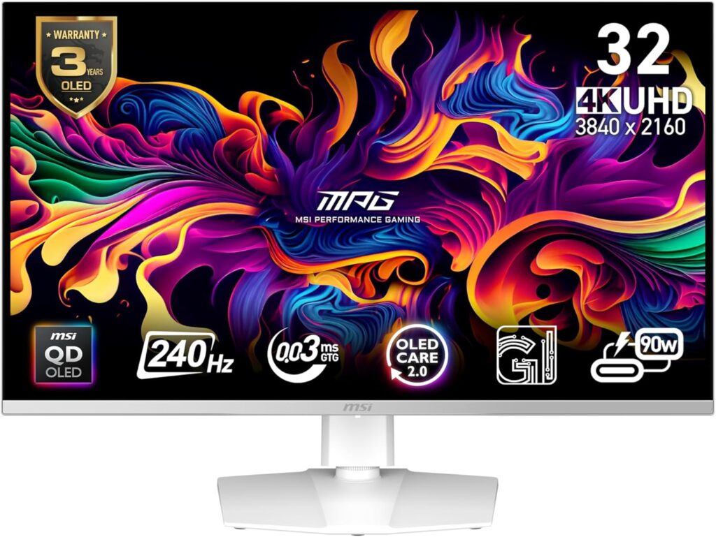 MSI MPG 321URX QD-OLED 32" 4K 240Hz Adaptive-Sync HDMI DP VESA White