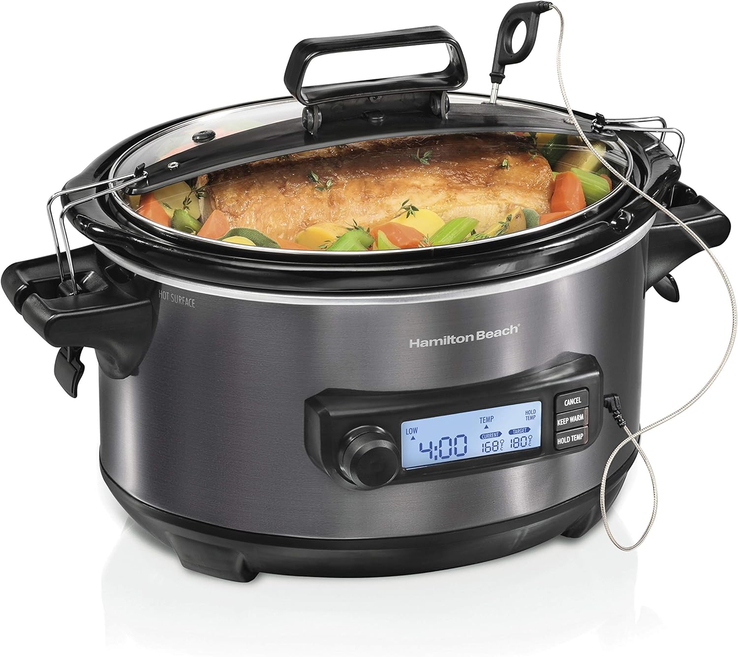 Hamilton Beach 6 Qt Digital Programmable Slow Cooker with Lid Lock, Black (33866)