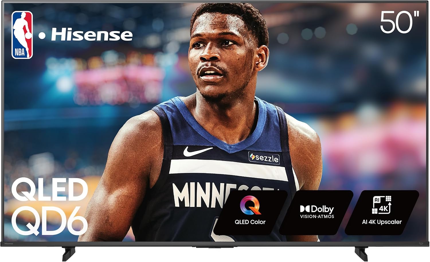Hisense 50" QD6 Series 50QD6QF QLED 4K UHD Smart Fire TV, Alexa, Dolby Vision, Atmos, Motion Rate 120, HDR 10+, Game Mode Plus, MEMC, VRR, ALLM