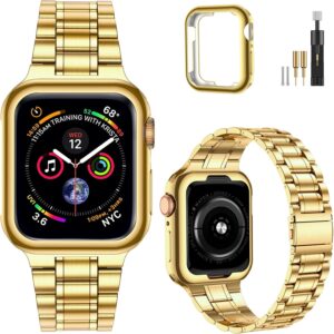 MioHHR Stainless Steel Band for Apple Watch 38mm 40mm, Gold