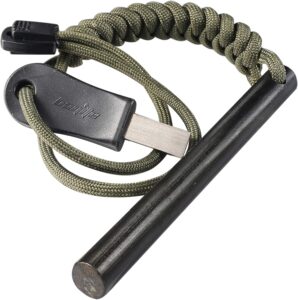 4 Inch Survival Ferrocerium Flint Fire Starter with Paracord Lanyard