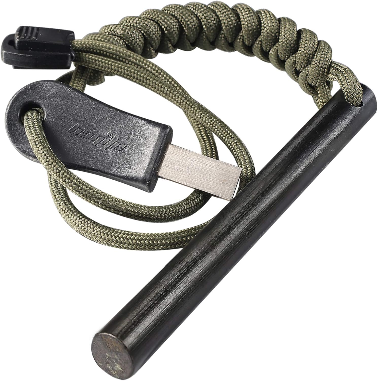 4 Inch Survival Ferrocerium Flint Fire Starter with Paracord Lanyard